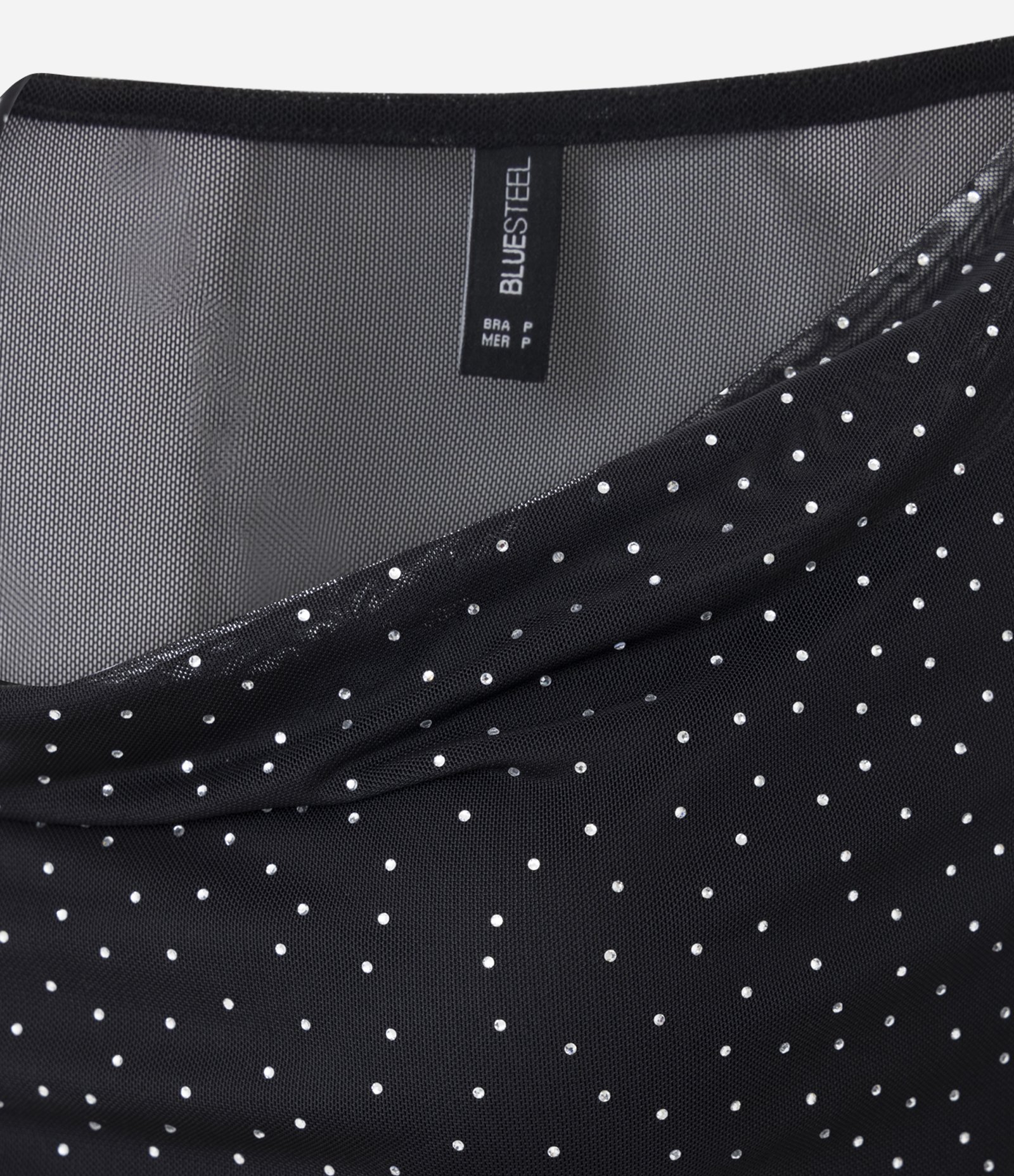 Blusa em Tule com Decote Degagê e Brilho Preto 6