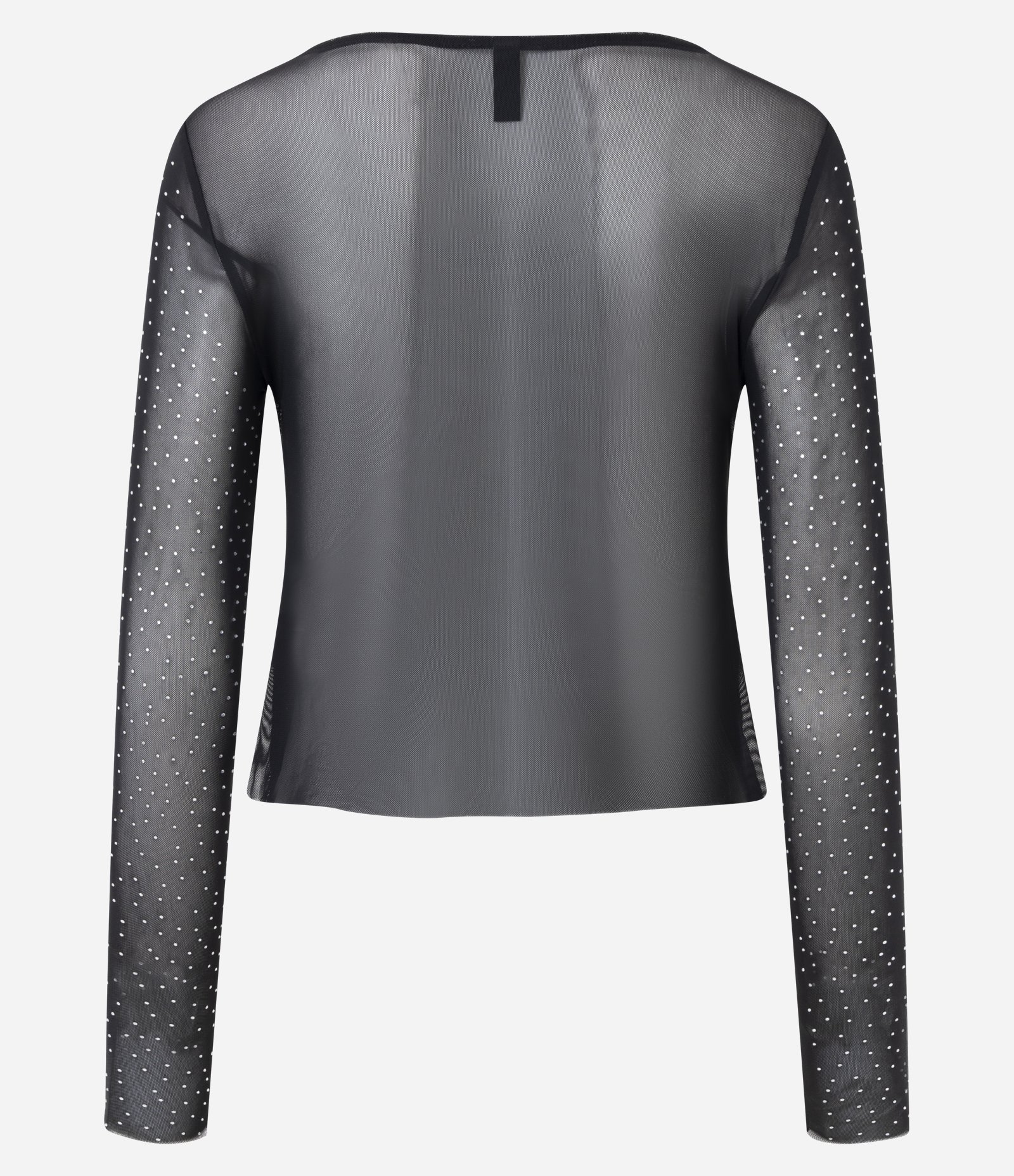 Blusa em Tule com Decote Degagê e Brilho Preto 7