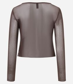 Blusa em Tule com Decote Degagê e Brilho