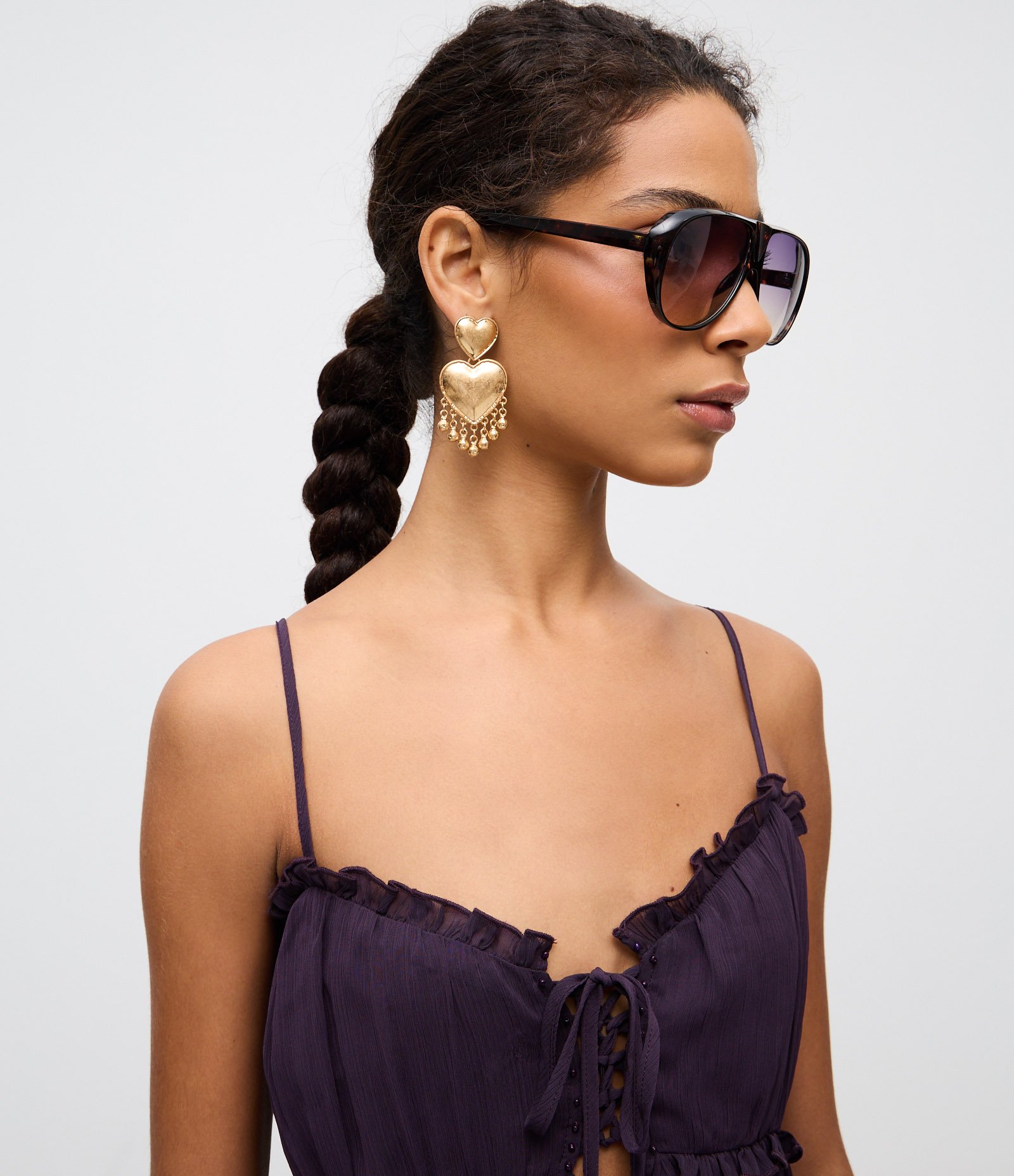 Vestido Midi Assimétrico em Chiffon com Babados Roxo 5