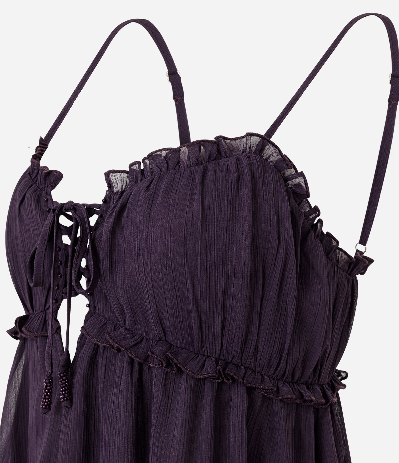 Vestido Midi Assimétrico em Chiffon com Babados Roxo 8