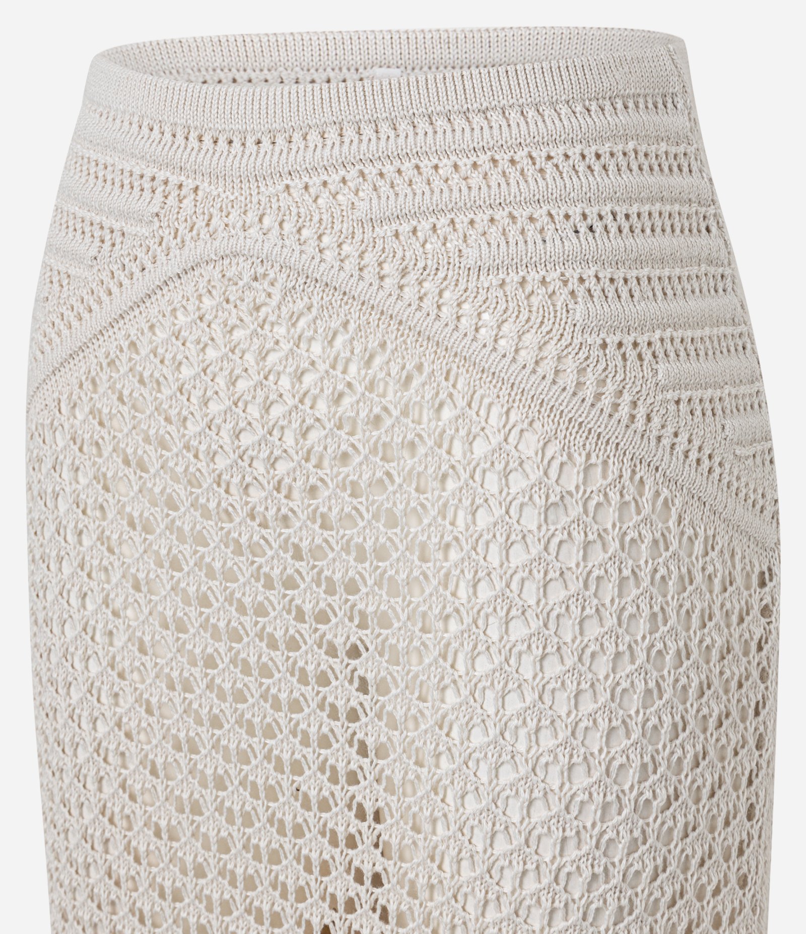 Saída de Praia Saia Midi em Tricô com Pala Trabalhada Off White 6