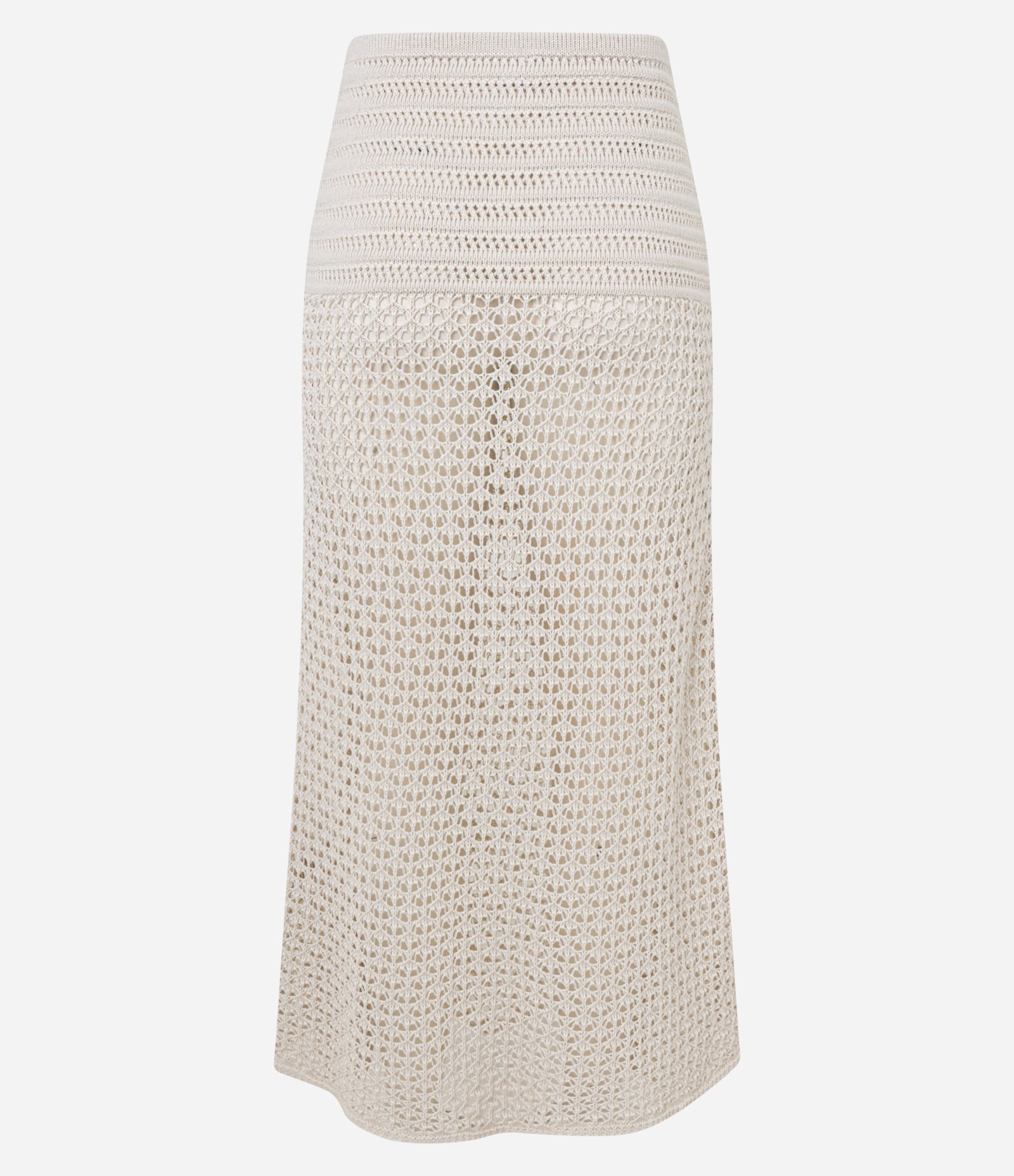 Saída de Praia Saia Midi em Tricô com Pala Trabalhada Off White 7
