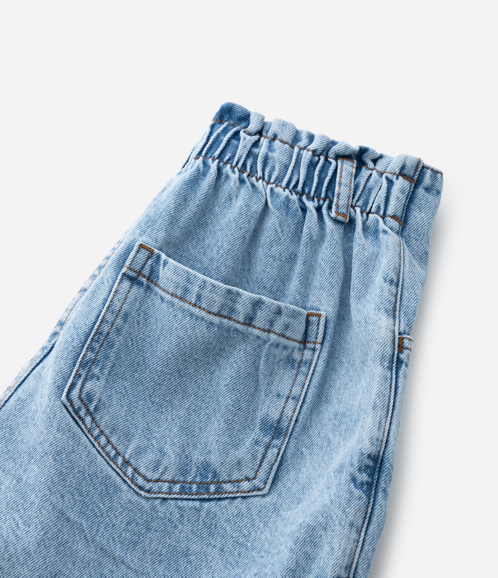 Short Infantil Jeans com Lenço Xadrez Vichy - Tam 7 a 16 Anos Azul 3