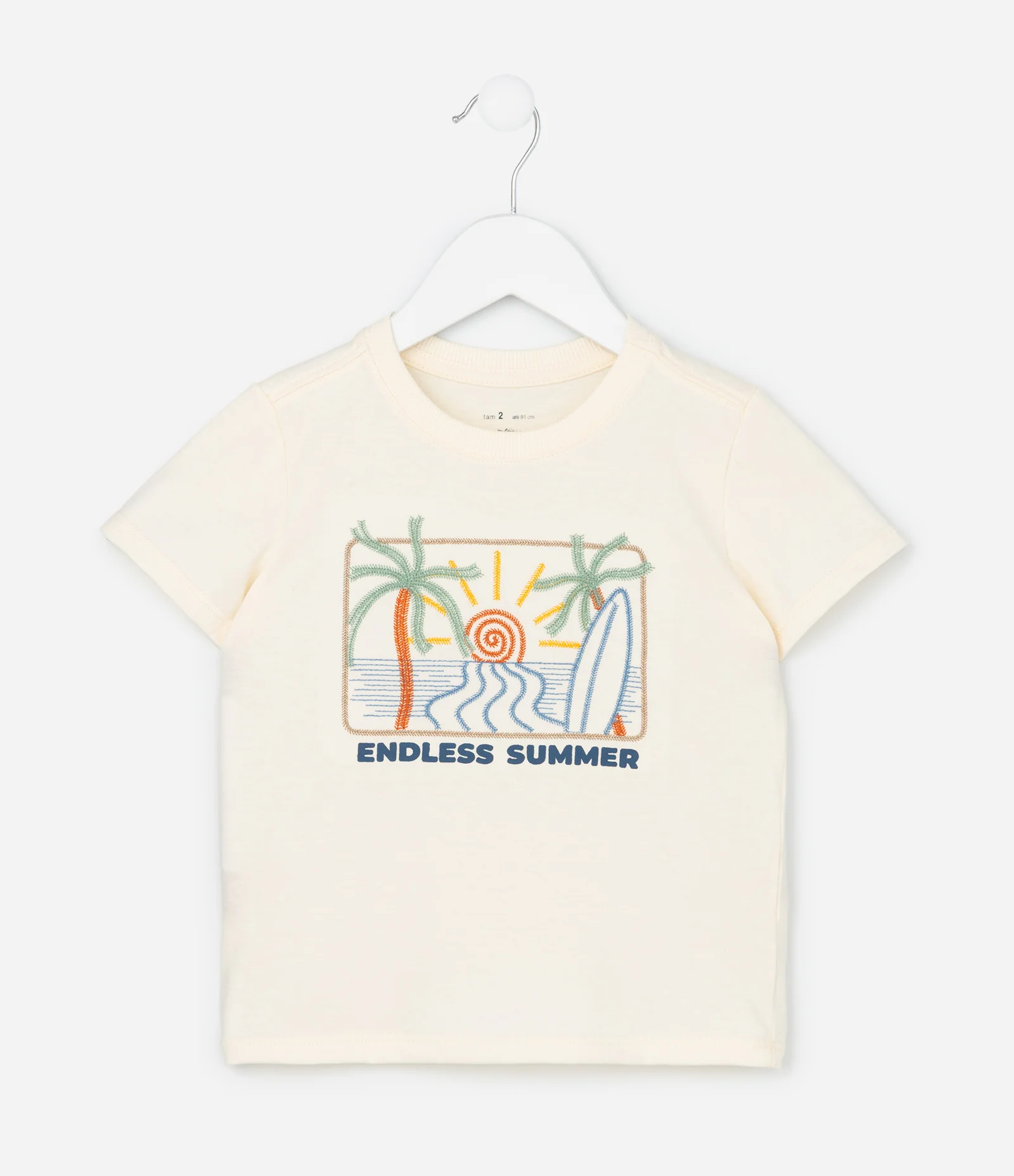 Camiseta Infantil com Estampa Tropical - Tam 1 a 6 Anos Bege 1