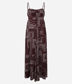 Vestido Midi com Alças Finas e Estampa Paisley