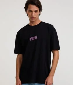 Camiseta Relaxed em Algodão com Estampa Ícones Cogumelos