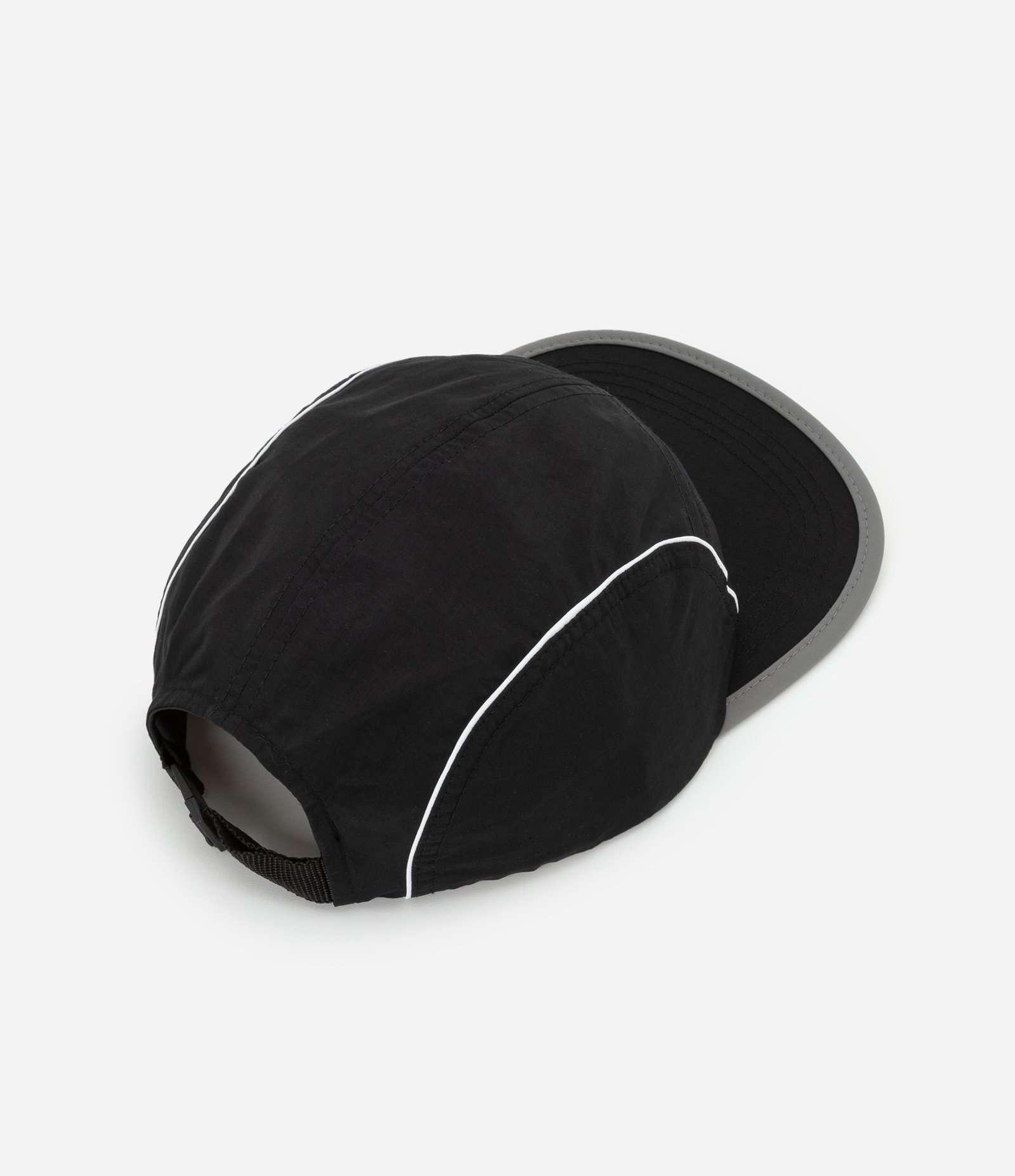 Boné 5 Panel em Microfibra com Listras Contrastantes Preto 3