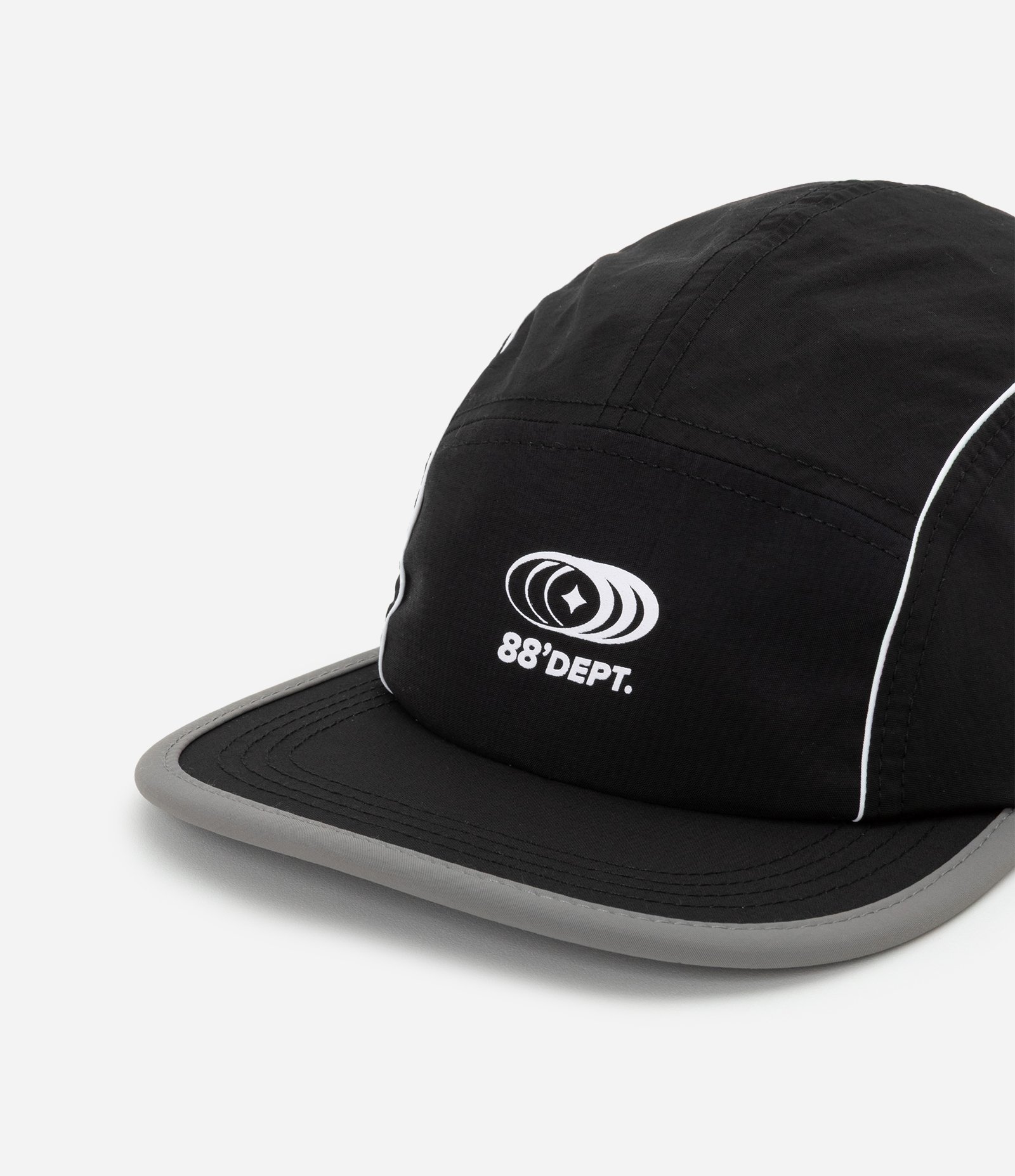 Boné 5 Panel em Microfibra com Listras Contrastantes Preto 5