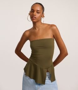 Blusa Sem Manga com Decote Coração e Babados