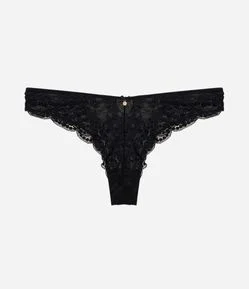 Calcinha Biquíni Fio em Renda Floral