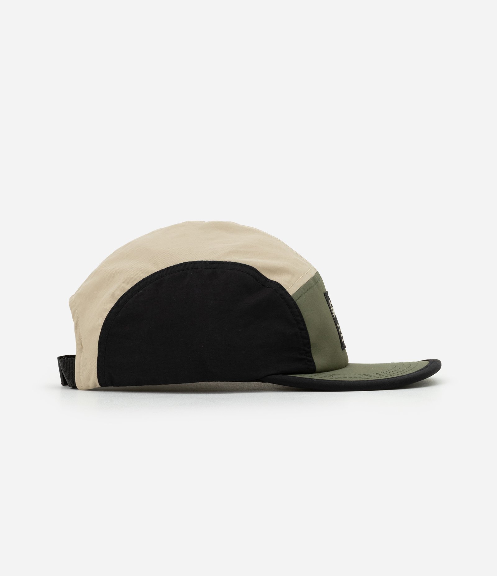 Boné 5 Panel em Microfibra com Recortes e Etiqueta Stay Grounded Cinza/Verde 5