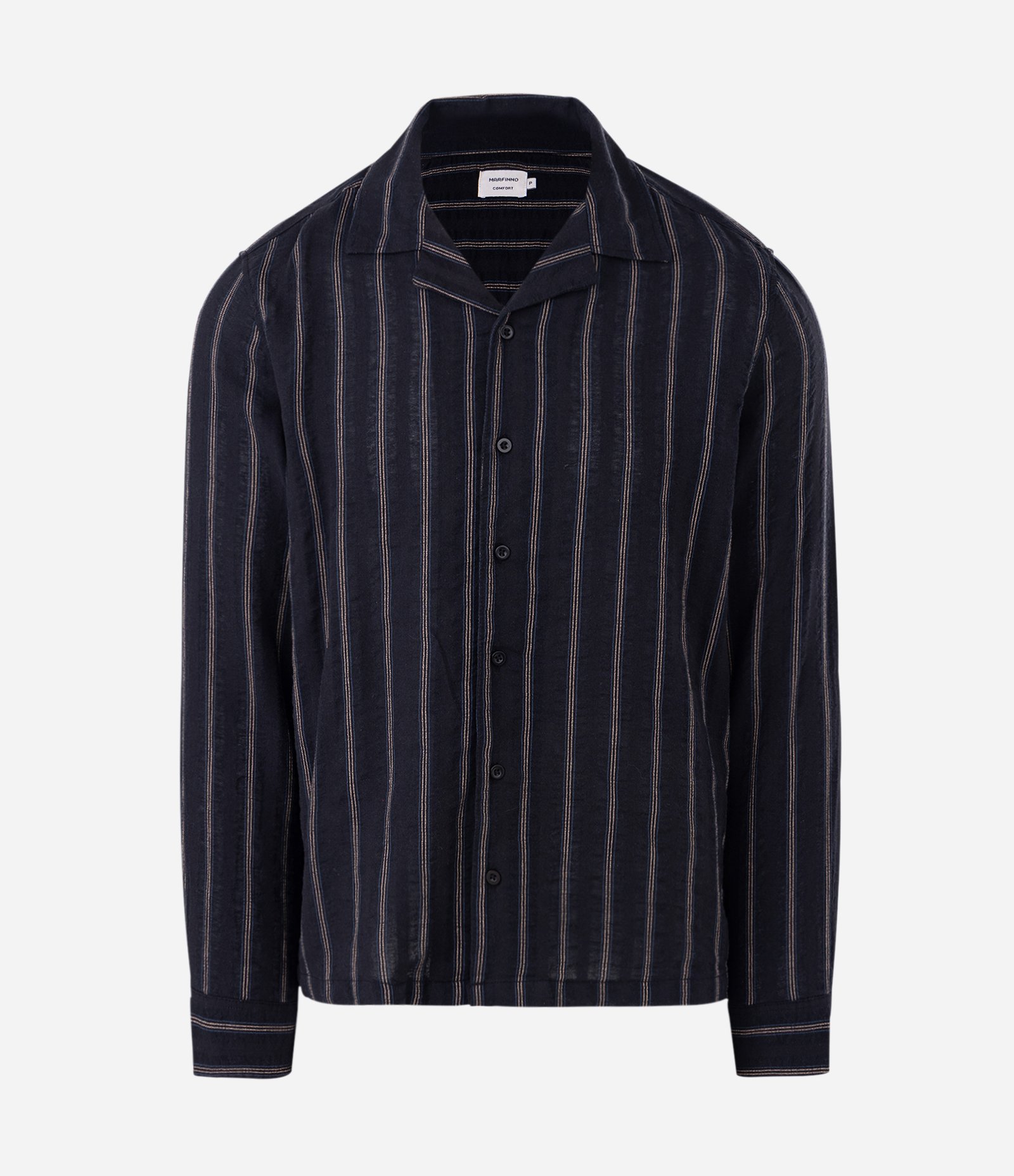 Camisa em Jacquard com Listra Vertical Preto 4