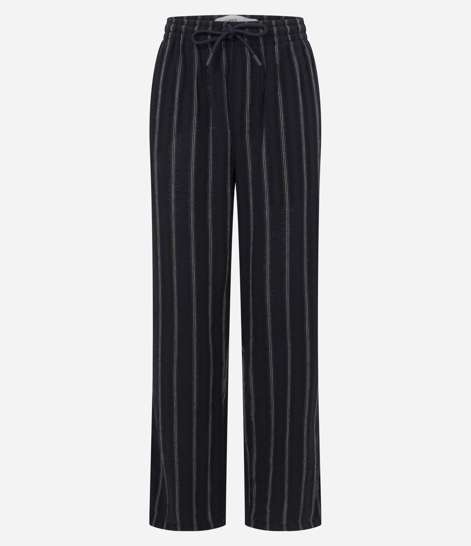 Calça Jacquard Reta Listrada Preto 3