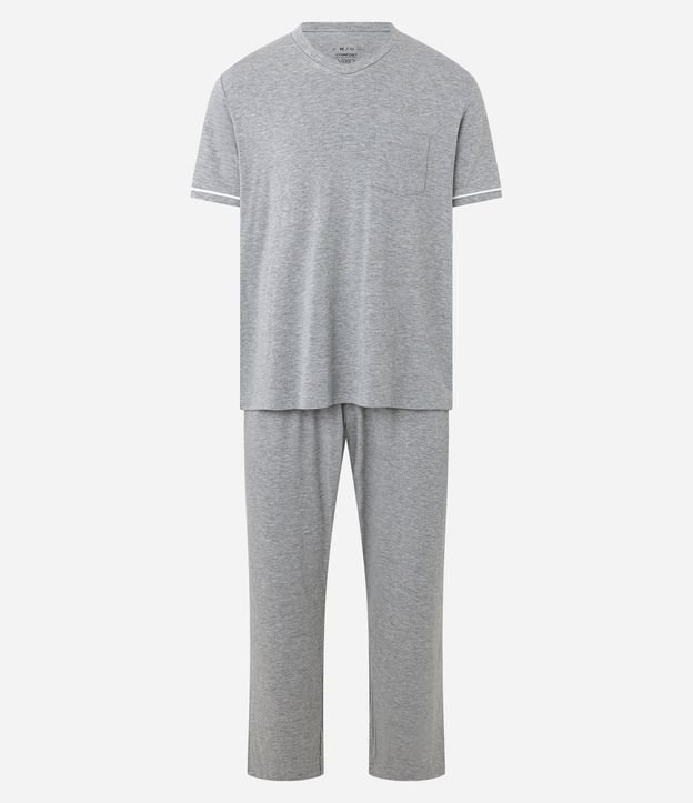 Pijama Comfort em Viscose com Fundo Mescla