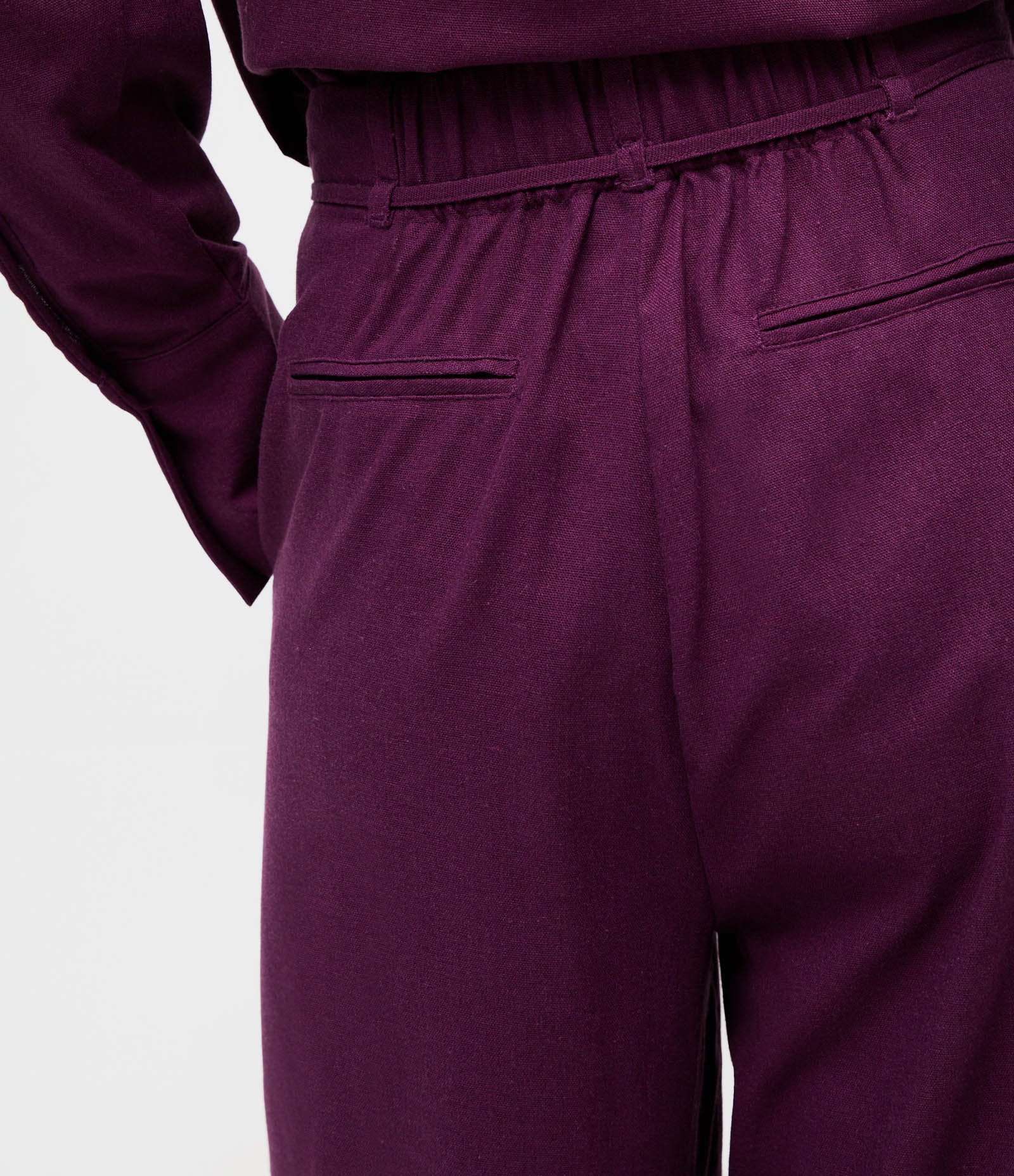 Calça Pantalona em Linho com Amarração Roxo 4