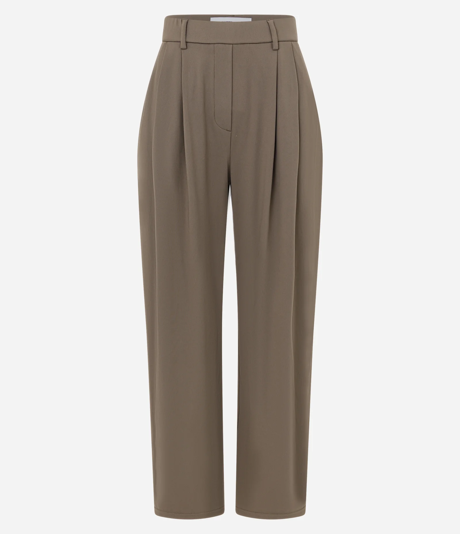 Calça Alfaiatada em Microfibra com Pregas Frontais Marrom 1