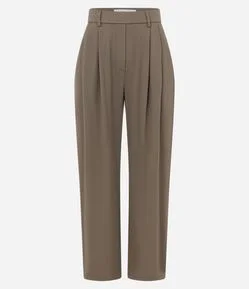 Calça Alfaiatada em Microfibra com Pregas Frontais