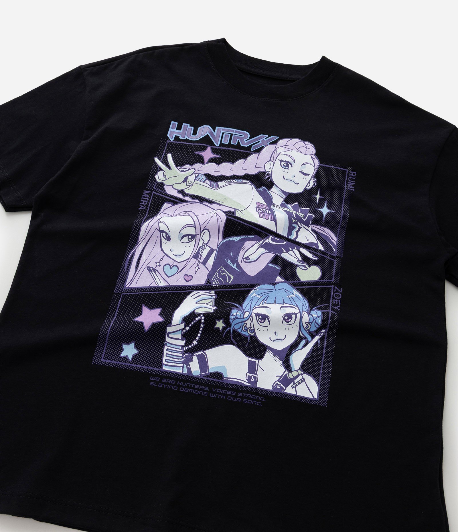 Camiseta Infantil Oversized com Estampa Guerreiras do k-pop - Tam 5 a 16 Anos Preto 6