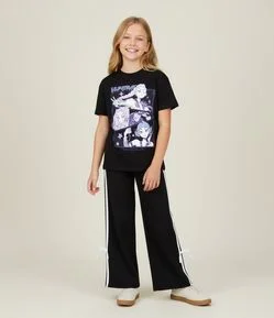 Camiseta Infantil Oversized com Estampa Guerreiras do k-pop - Tam 5 a 16 Anos