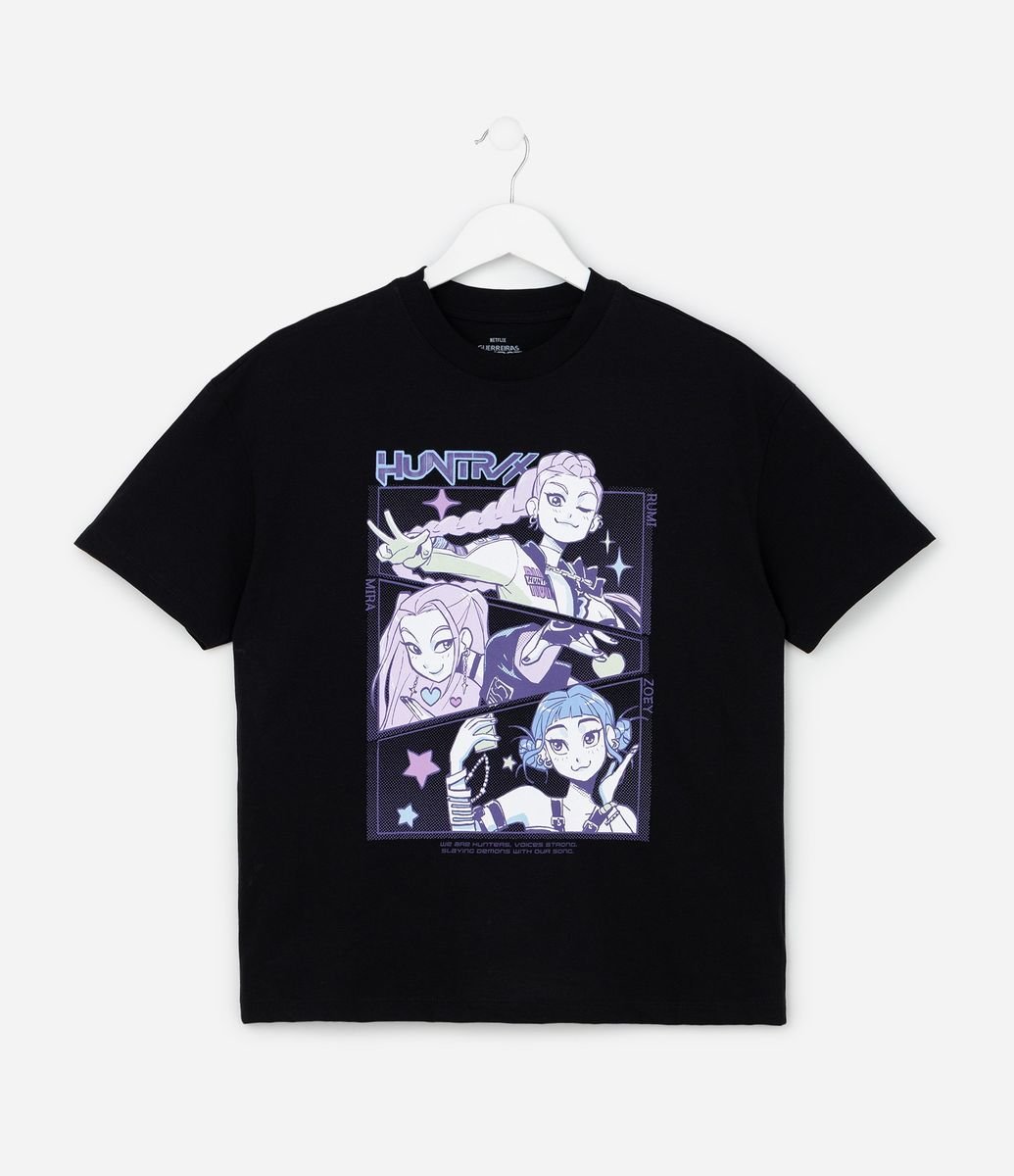 Camiseta Infantil Oversized com Estampa Guerreiras do k-pop - Tam