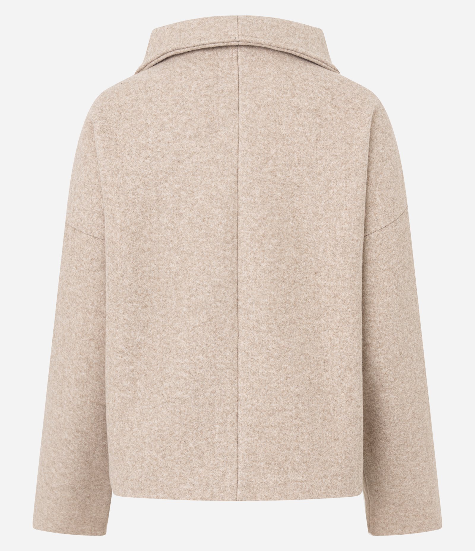 Casaco Estruturado com Gola Alta e Abotoamento Transpassado Bege 3