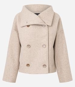 Casaco Estruturado com Gola Alta e Abotoamento Transpassado