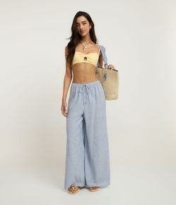 Saída de Praia Listrada em Viscose com Amarração