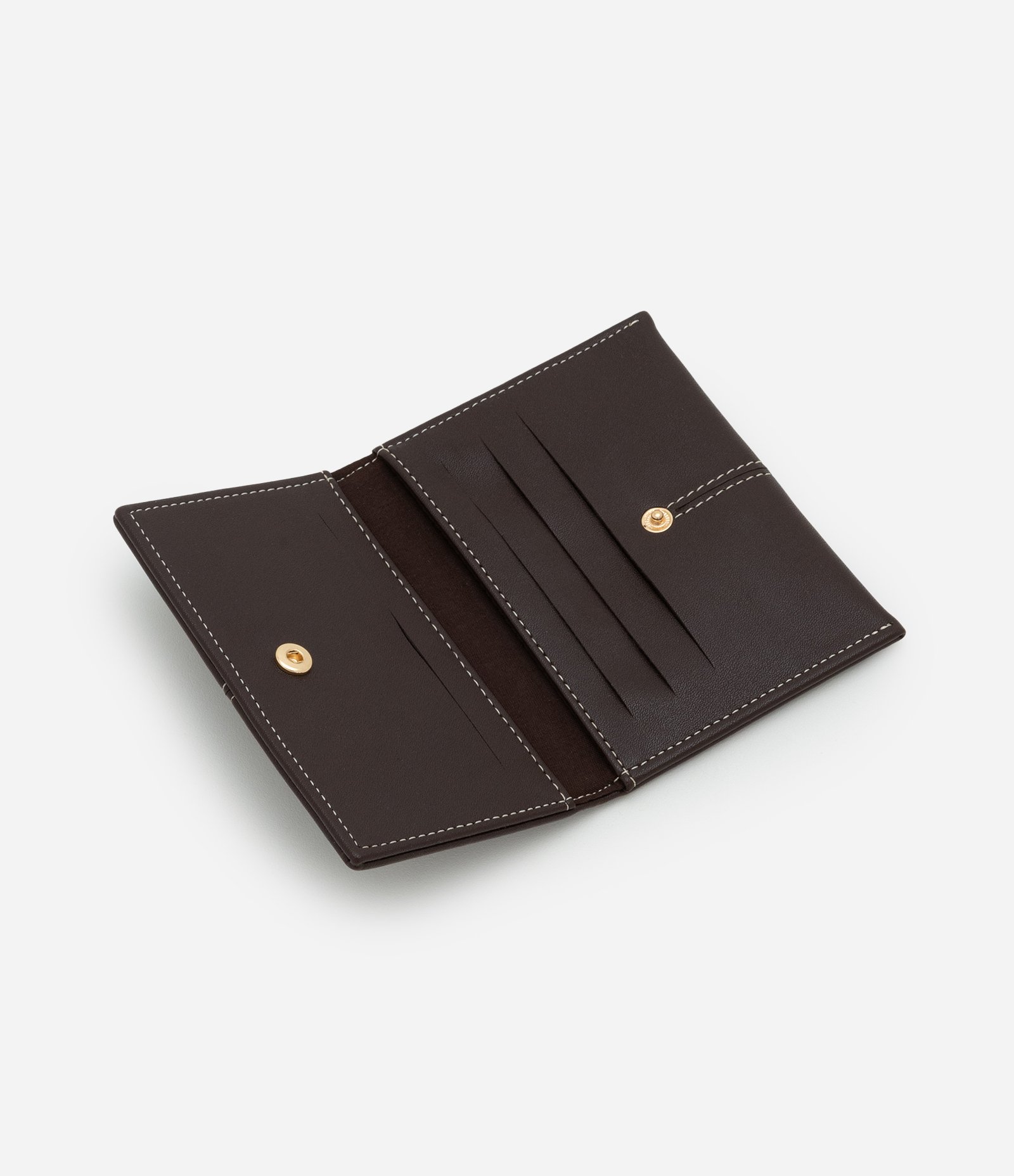 Carteira Envelope Pequena em PU com Pesponto Marrom 5