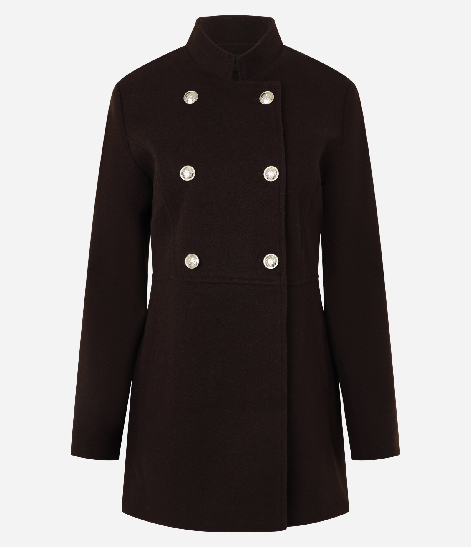 Jaqueta Pesada com Abotoamento Frontal Transpassado Marrom 1