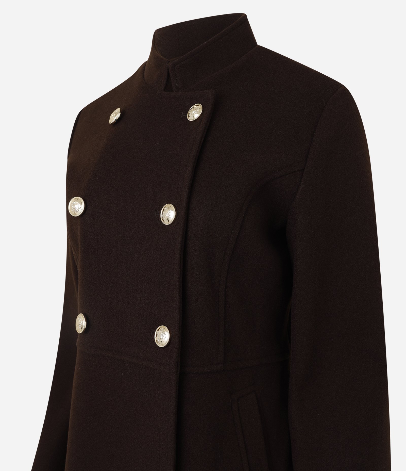 Jaqueta Pesada com Abotoamento Frontal Transpassado Marrom 2