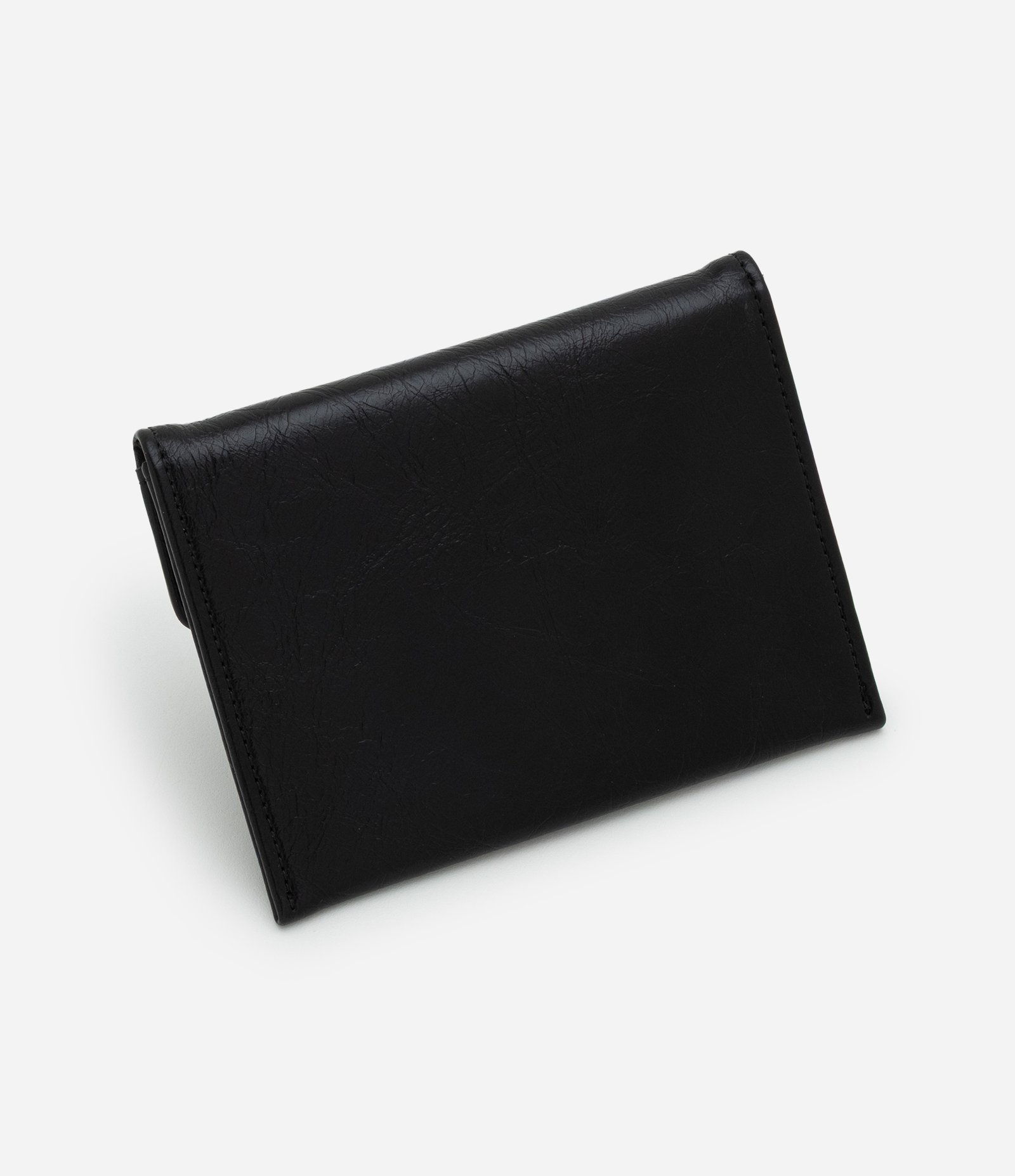 Carteira Envelope Pequena em PU com Recorte Triangular Preto 2