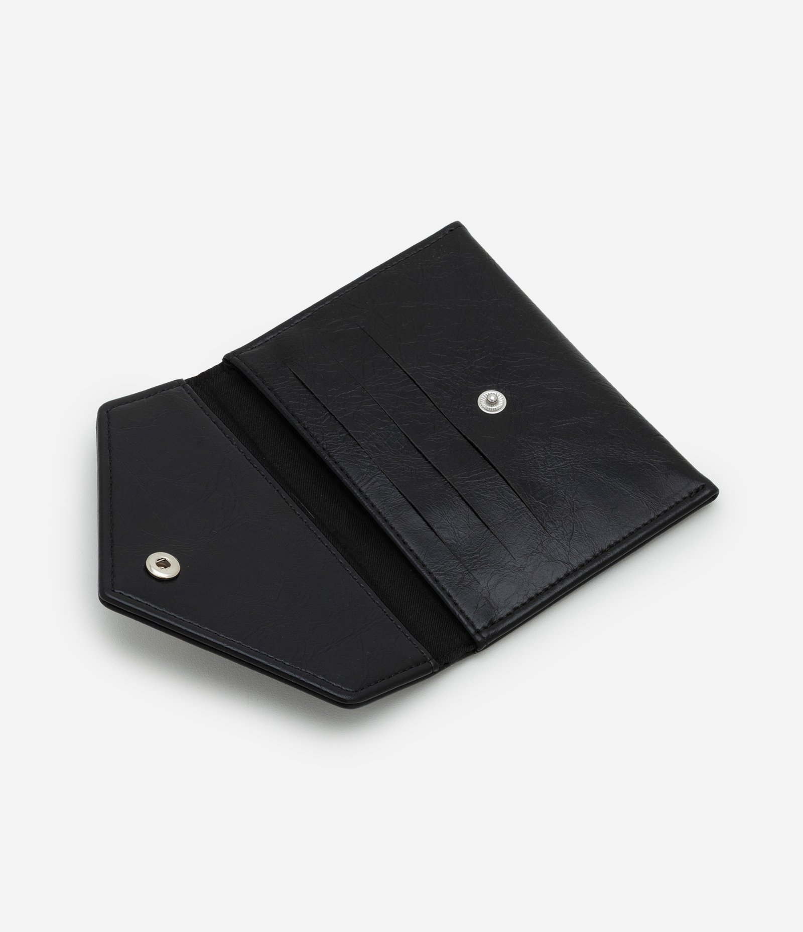 Carteira Envelope Pequena em PU com Recorte Triangular Preto 5