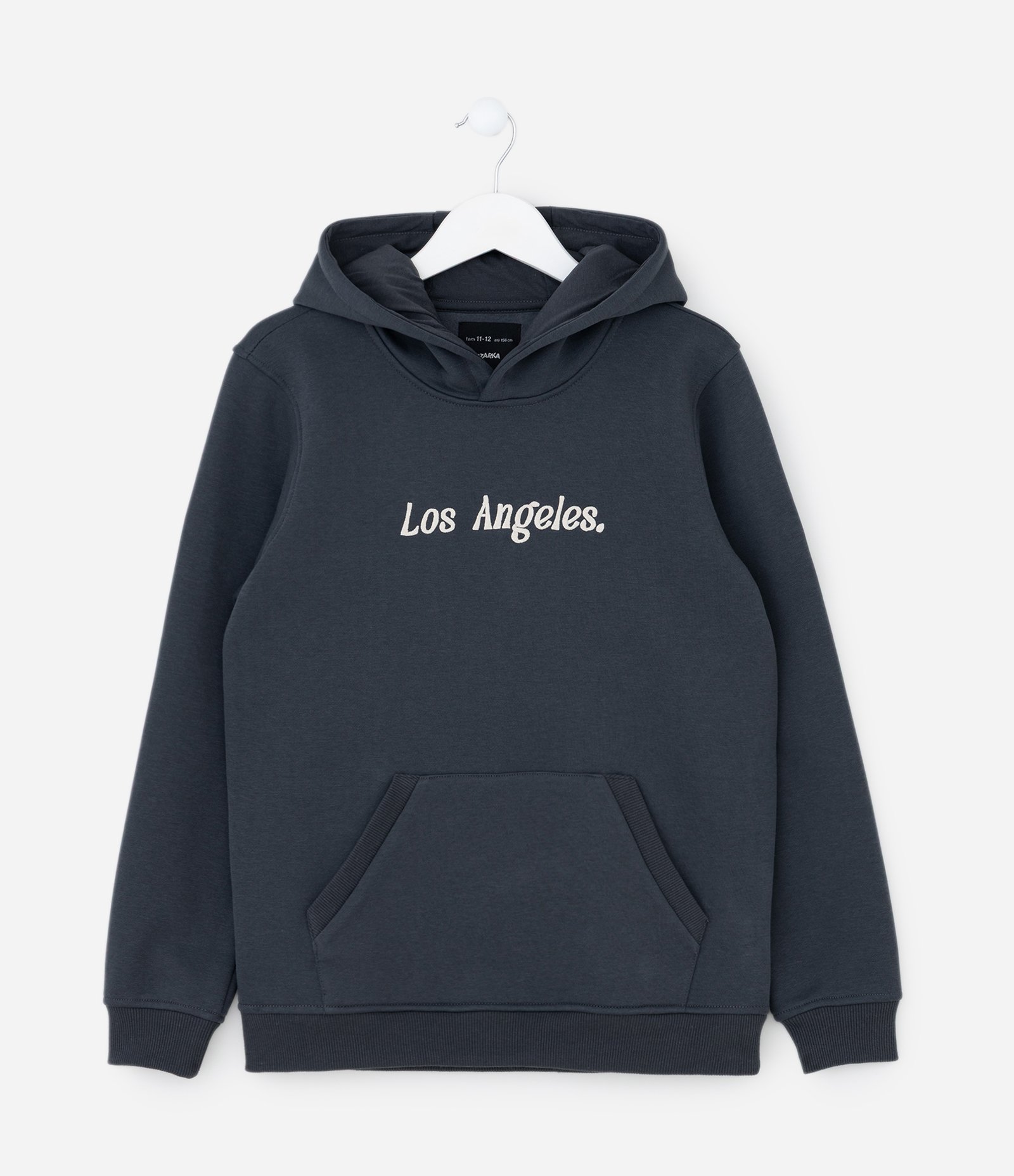 Casaco Infantil com Capuz e Bordado Los Angeles – Tam 5 a 14 Anos Cinza Escuro 1
