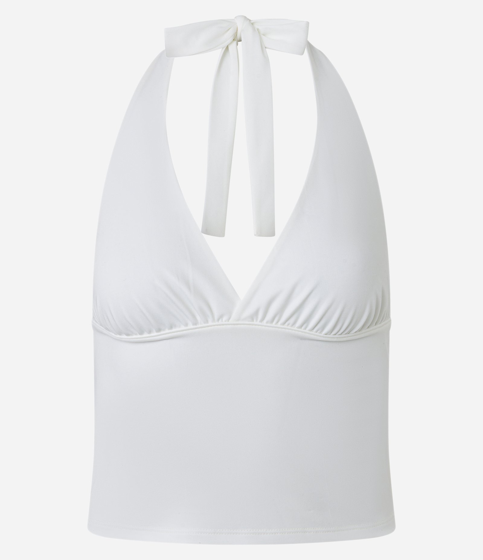 Blusa Frente Única em Poliamida com Decote V Branco 5