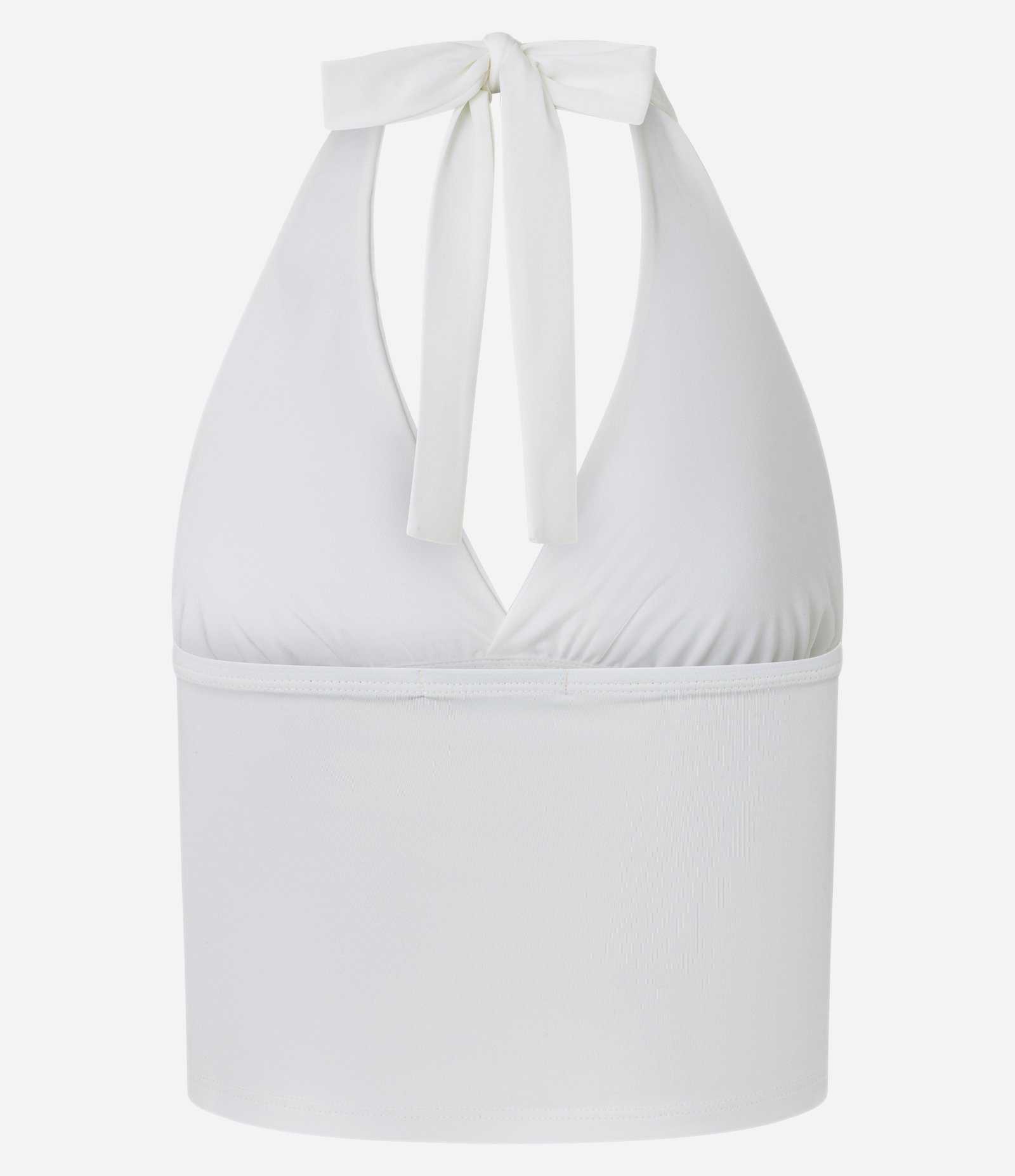 Blusa Frente Única em Poliamida com Decote V Branco 6