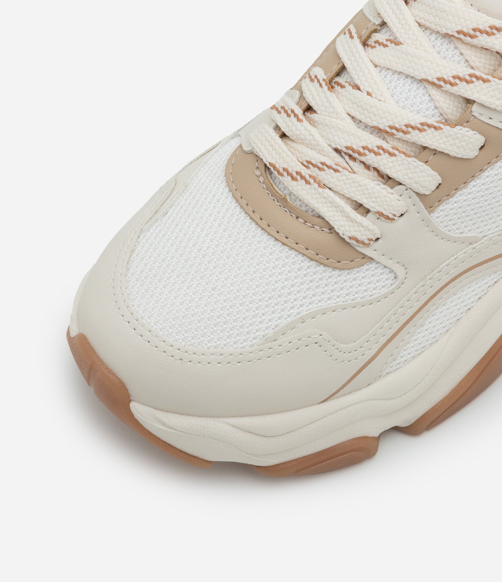 Tênis Chunky em PU com Detalhes Ondulados Bege 3