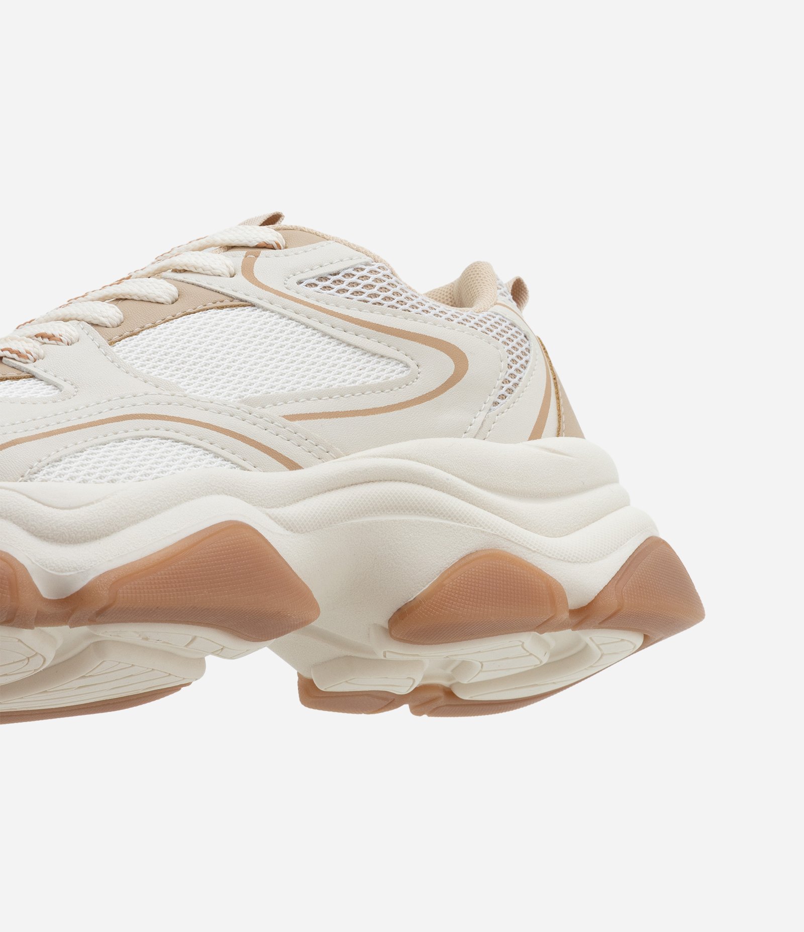 Tênis Chunky em PU com Detalhes Ondulados Bege 4