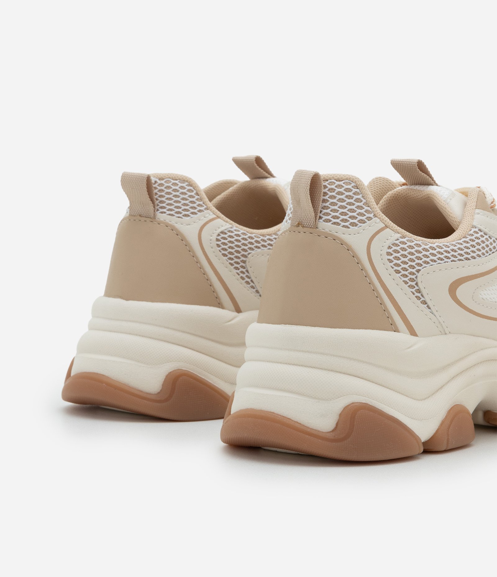 Tênis Chunky em PU com Detalhes Ondulados Bege 5
