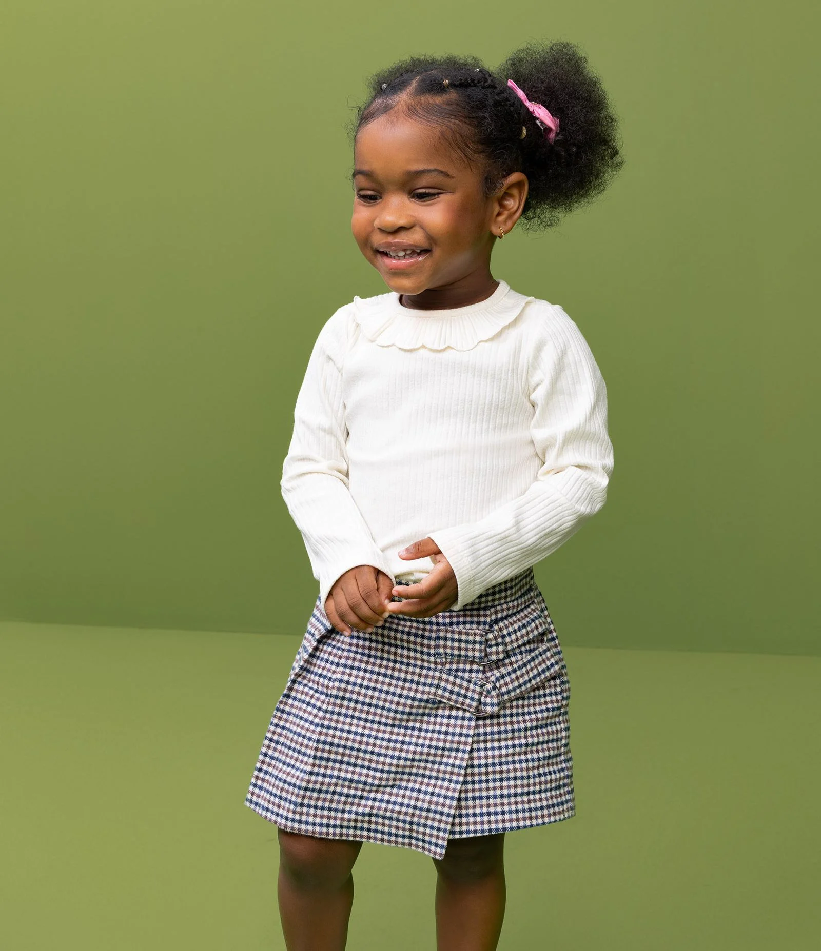 Short Saia Infantil em Flanela com Estampa Xadrez – Tam 1 a 6 Anos Azul/Marrom/Bege 1