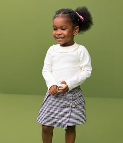 Short Saia Infantil em Flanela com Estampa Xadrez – Tam 1 a 6 Anos