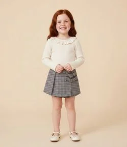 Short Saia Infantil em Flanela com Estampa Xadrez – Tam 1 a 6 Anos