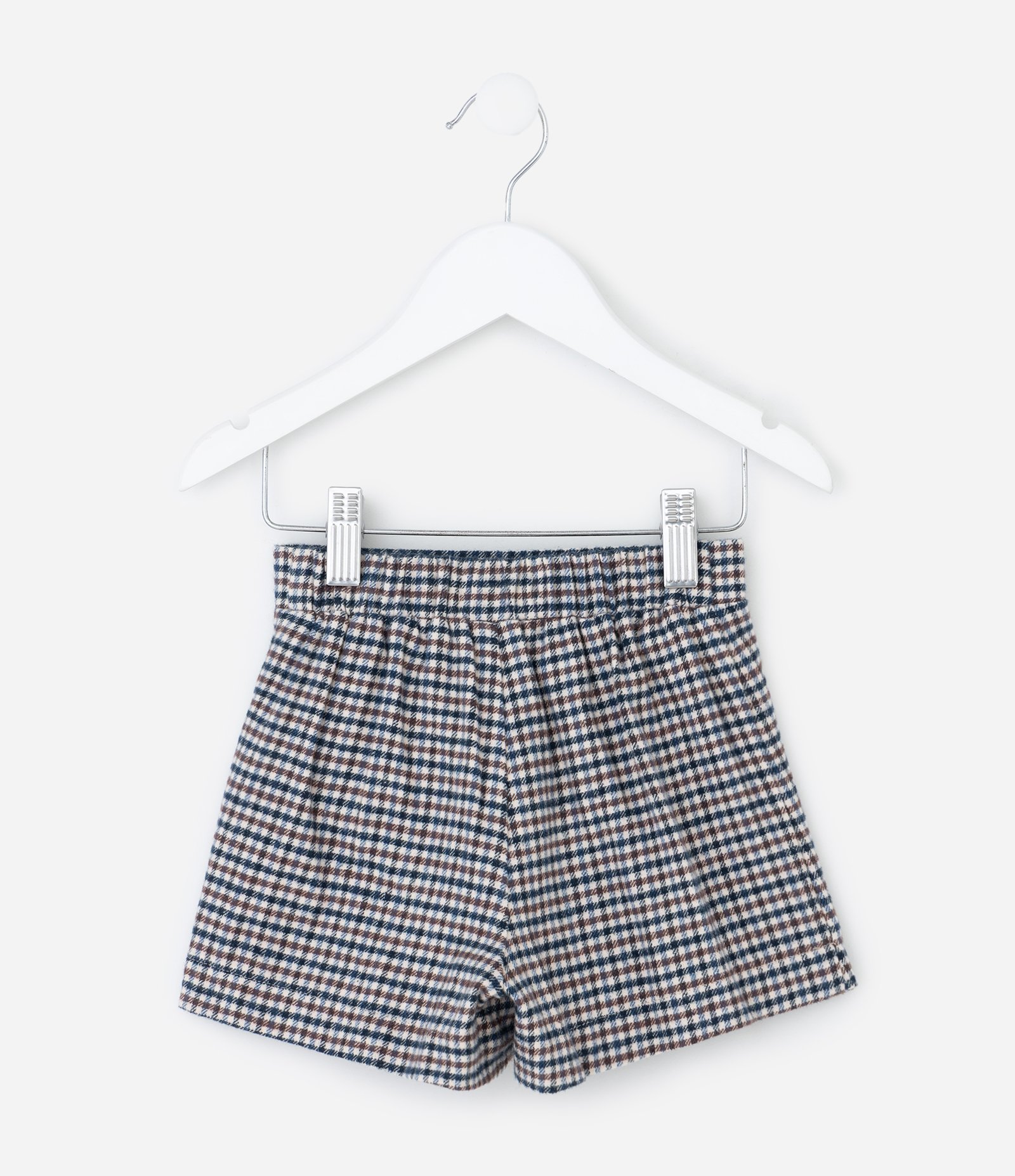 Short Saia Infantil em Flanela com Estampa Xadrez – Tam 1 a 6 Anos Azul/Marrom/Bege 2