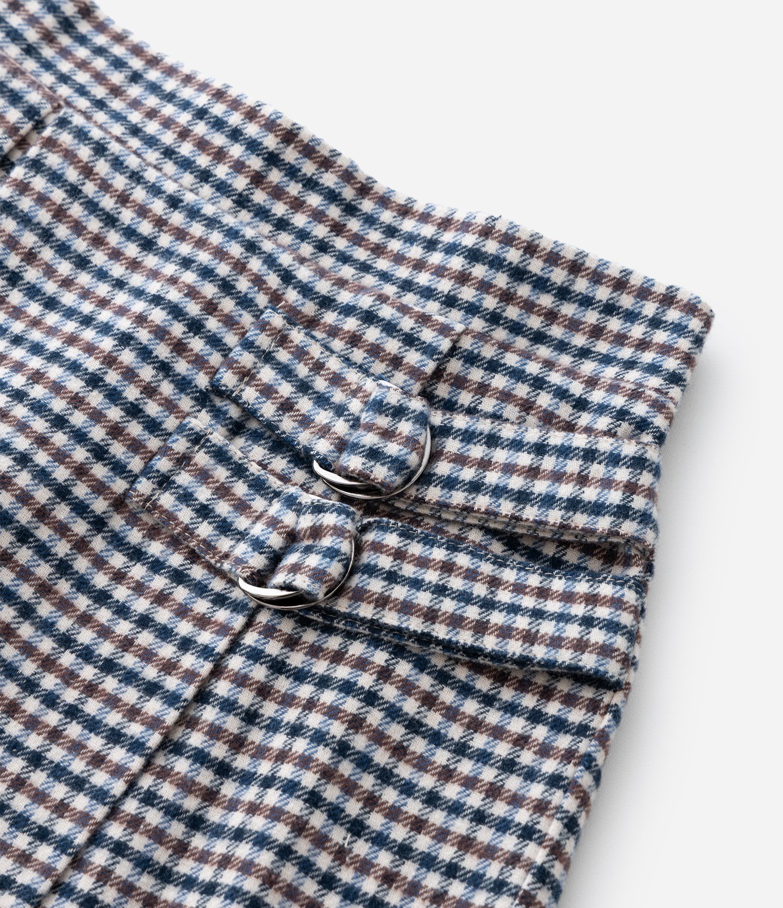 Short Saia Infantil em Flanela com Estampa Xadrez – Tam 1 a 6 Anos Azul/Marrom/Bege 4