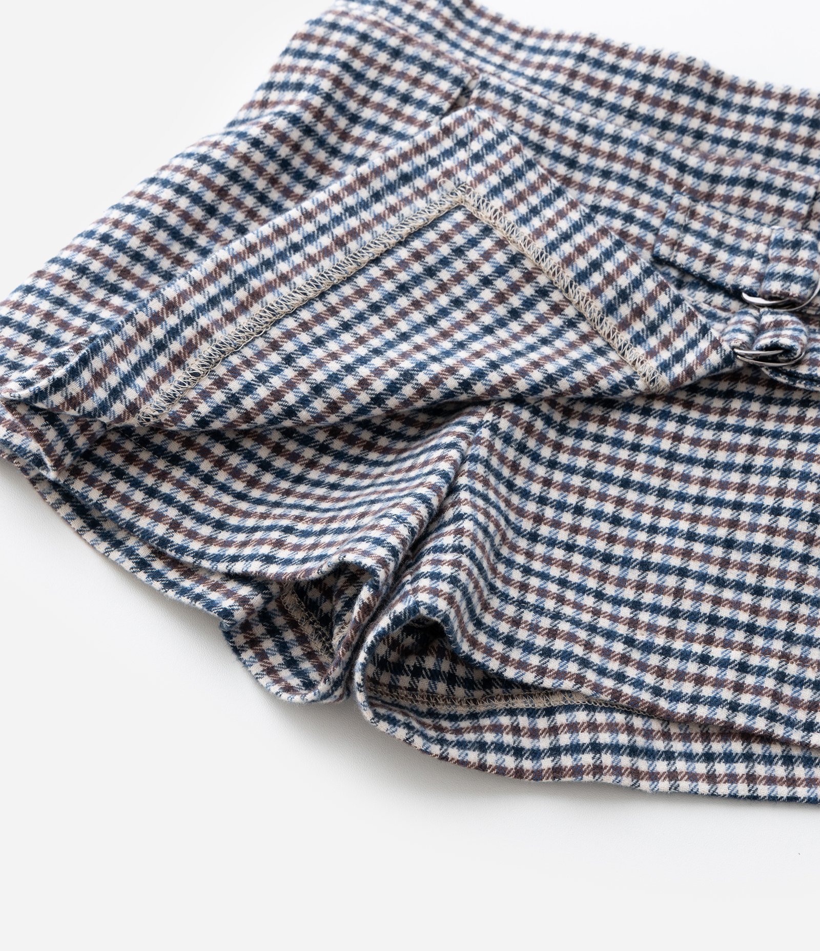 Short Saia Infantil em Flanela com Estampa Xadrez – Tam 1 a 6 Anos Azul/Marrom/Bege 7