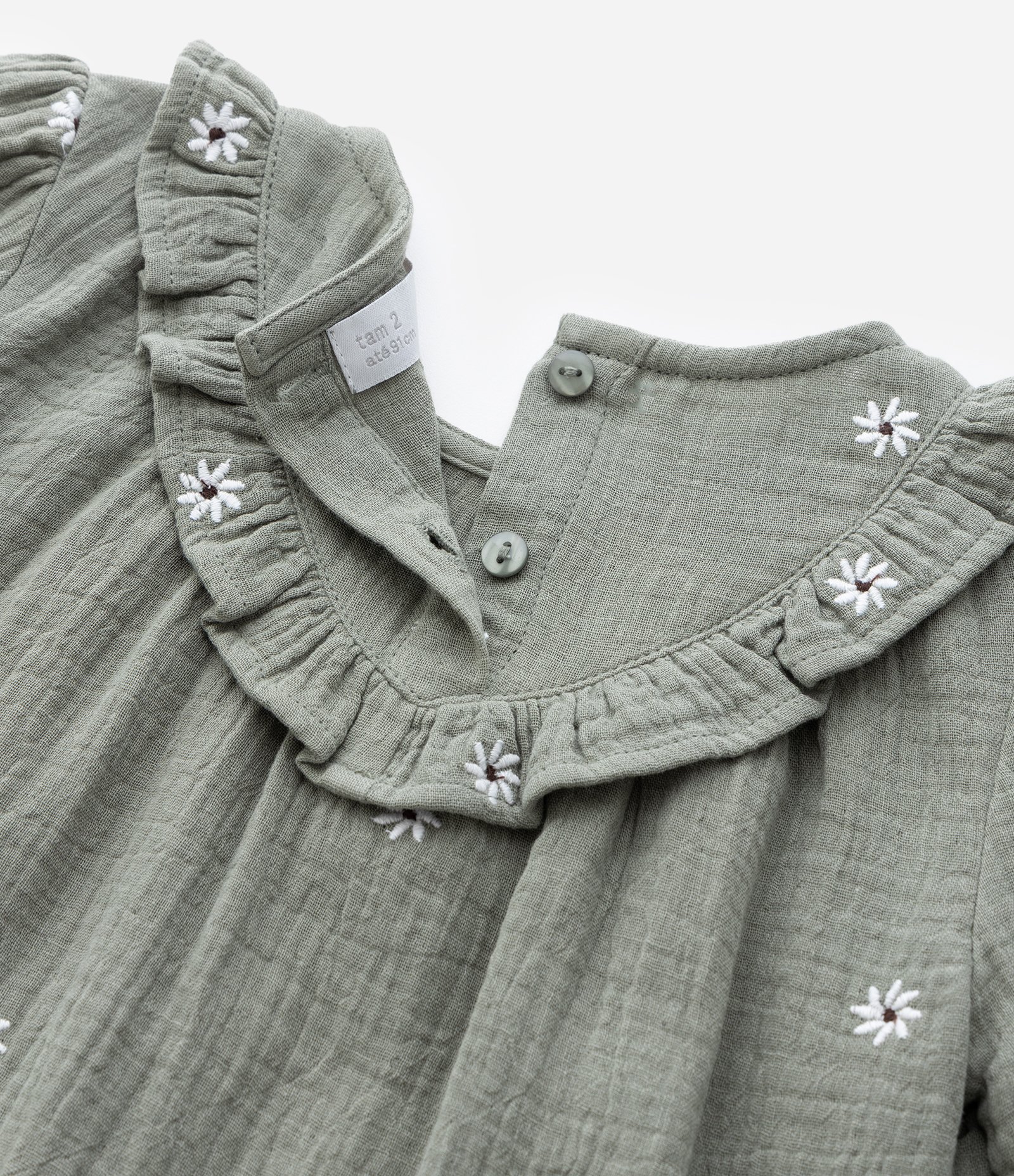 Conjunto Infantil de Blusa e Calça com Estampa de Florzinhas - Tam 1 a 4 Anos Verde 9