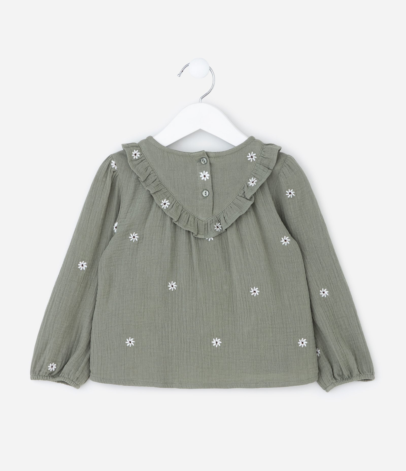 Conjunto Infantil de Blusa e Calça com Estampa de Florzinhas - Tam 1 a 4 Anos Verde 3