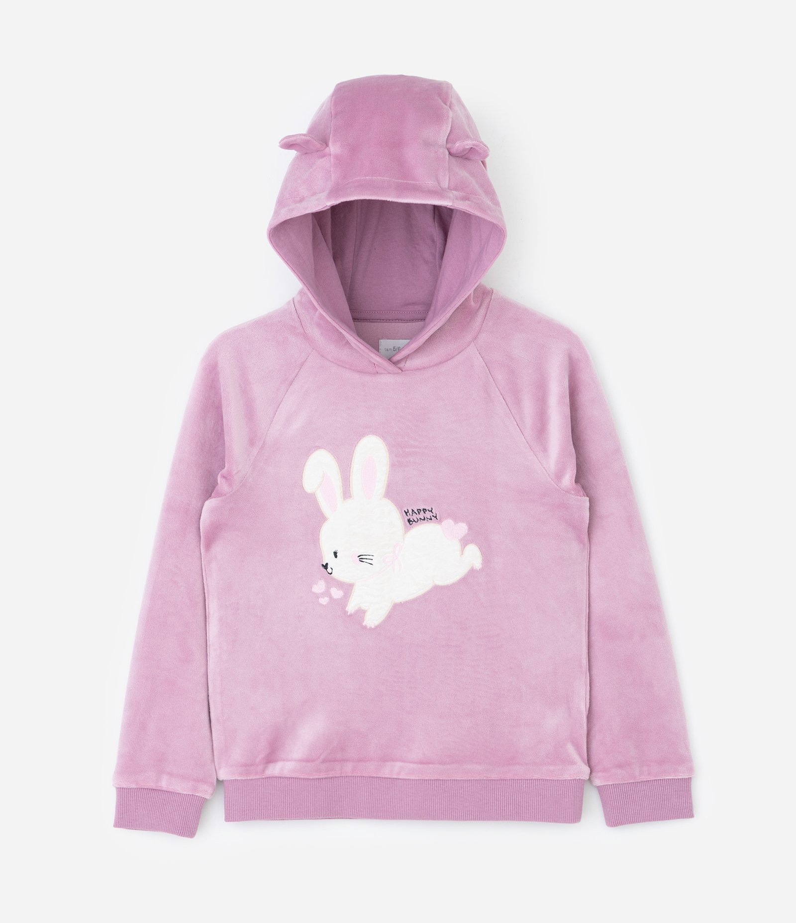 Conjunto Infantil Casaco e Calça com Orelhas no Capuz – Tam 1 a 6 Anos Rosa/Off White 2