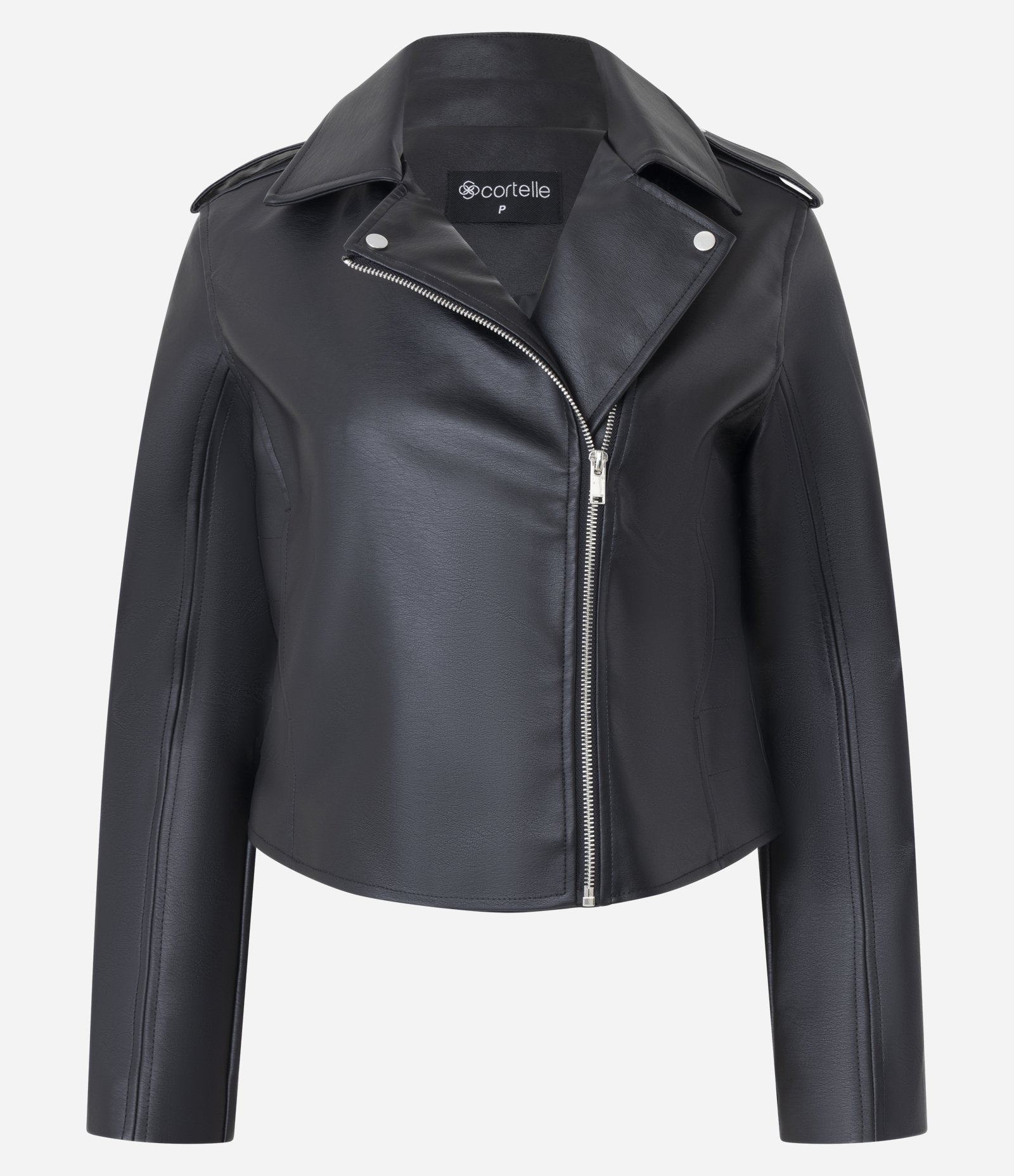 Jaqueta Leve em PU Estilo Biker com Zíper Preto 1