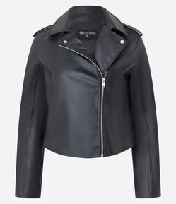 Jaqueta Leve em PU Estilo Biker com Zíper